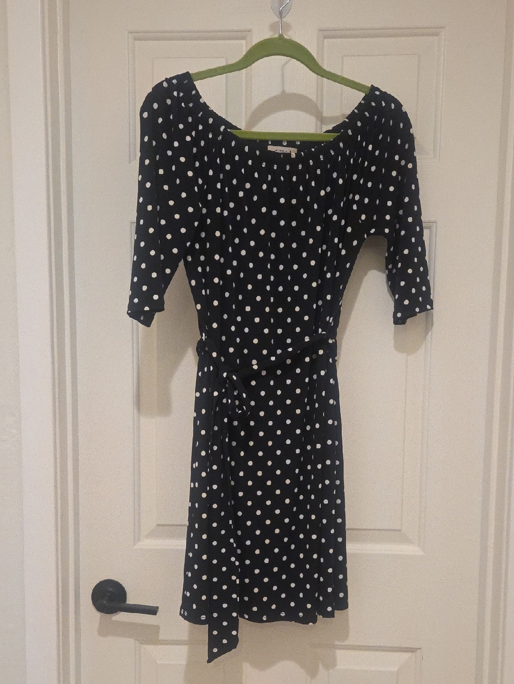 Gilli Black Midi Dress with White Polka Dots